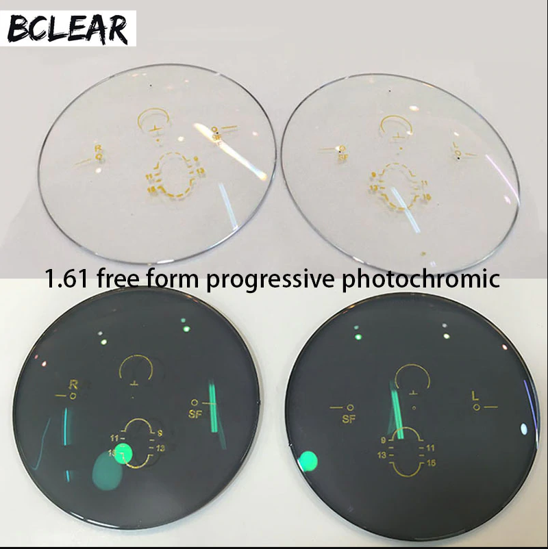 BCLEAR 1.61 Index Photochromic Progressive Lenses - Gray Color Transition Lenses for Reading, Driving & Outdoor Activities