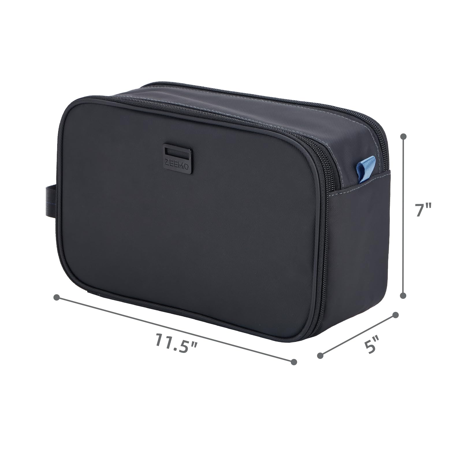 ZEEMO Large Water-Resistant Travel Toiletry Bag for Men - Full-Open Dopp Kit Organizer for Shower, Hygiene & Cosmetics | Perfect for Gym, Camping & Business Trips | Black Bathroom Essentials Bag