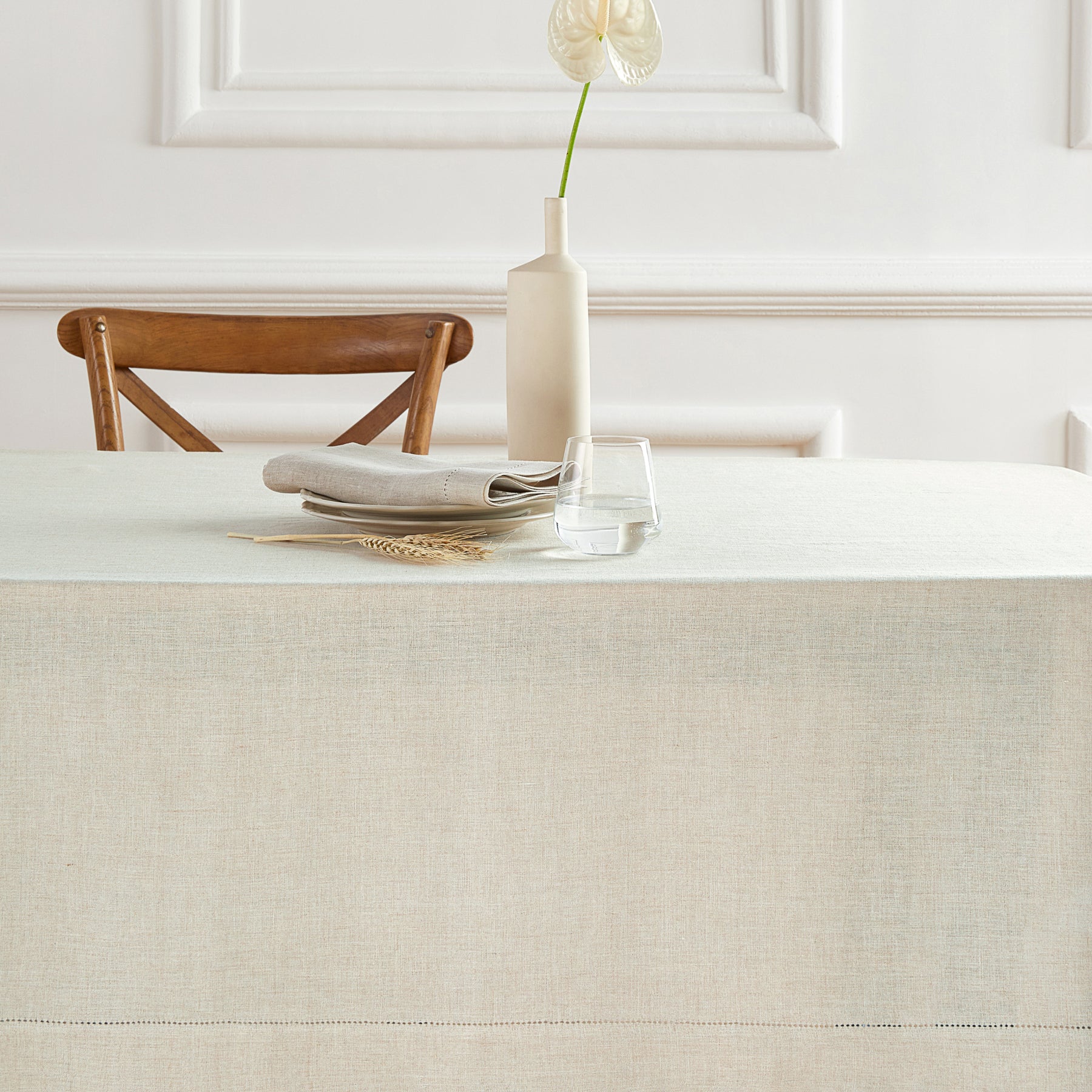 Elegant Sonoma Hemstitch Tablecloth - Premium Cotton Dining Table Cover for Formal Dinners & Special Occasions