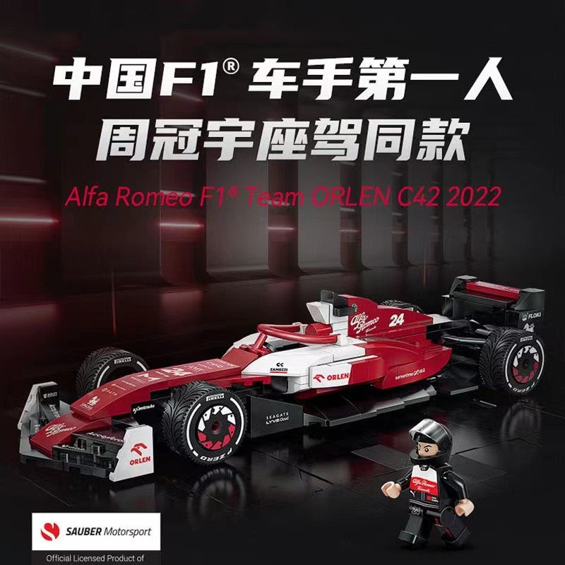CaDA C55026 Alfa Romeo F1 Team ORLEN C42 Formula 1 Racing Car Building Blocks Set - Perfect for F1 Fans, Model Collectors & STEM Education | Great Gift for Birthdays & Holidays