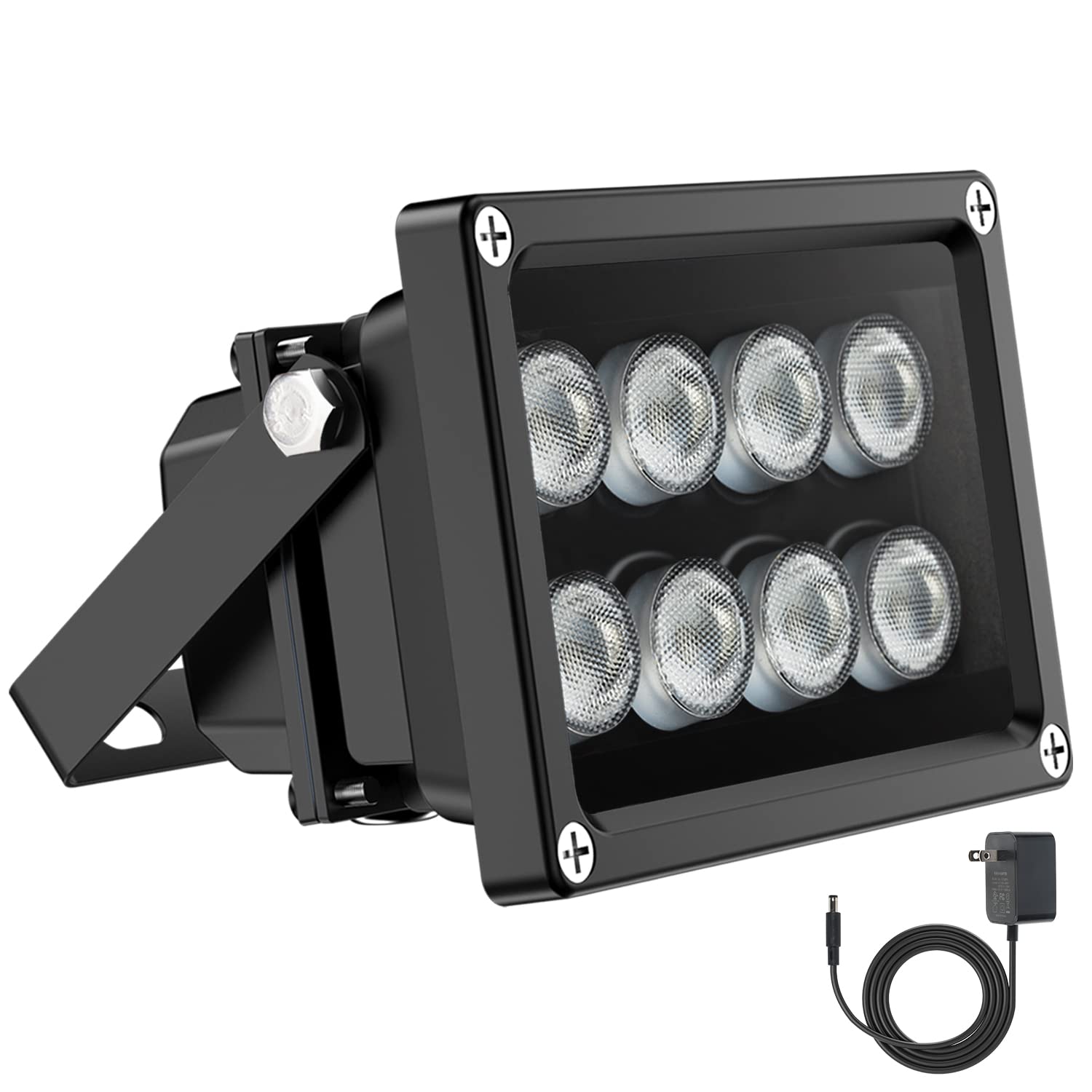 Univivi 90° Wide Angle 8-LED 850nm IR Infrared Illuminator - IP67 Waterproof Night Vision Light for Outdoor Security Cameras | Perfect for Home Surveillance, Backyard Monitoring & Dark Area Coverage