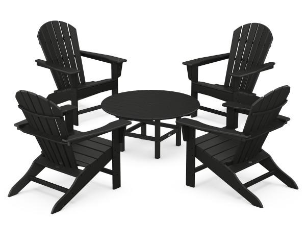 Polywood Black South Beach 5-Piece Outdoor Patio Conversation Set - Durable Recycled Plastic Furniture for Poolside, Garden, and Backyard Relaxation