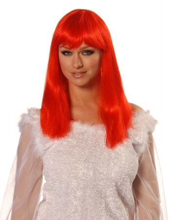 Wicked Wigs 812223011264 Eden Red Long Synthetic Hair Wig for Cosplay, Halloween Costume & Party - Perfect for Anime Characters, Costume Parties & Theatrical Performances