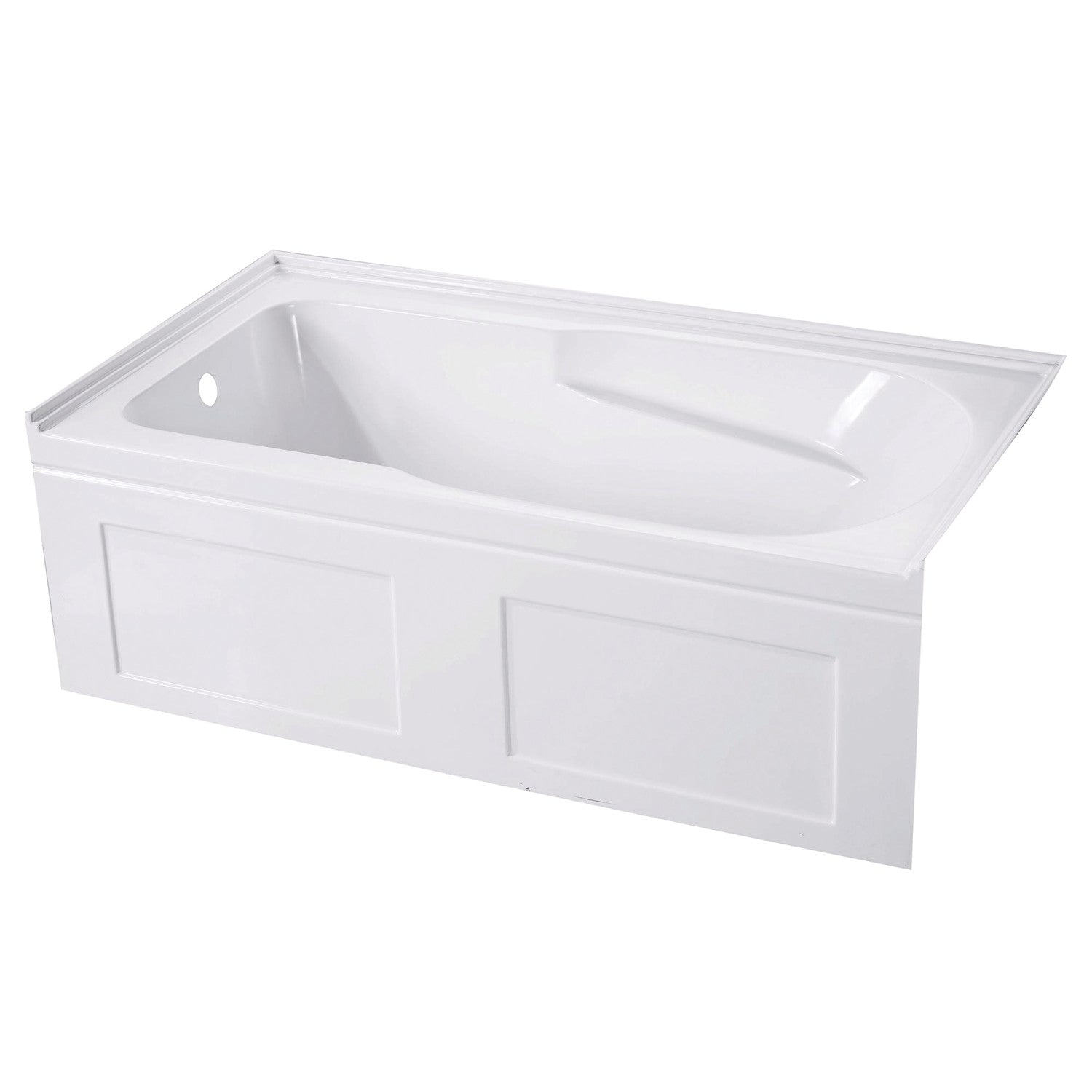 Aqua Eden VTAP603220CL 60-Inch Acrylic Rectangular 3-Wall Alcove Bathtub with Anti-Skid Surface & Left Drain Hole - Glossy White - Perfect for Modern Bathrooms & Spa-Like Relaxation