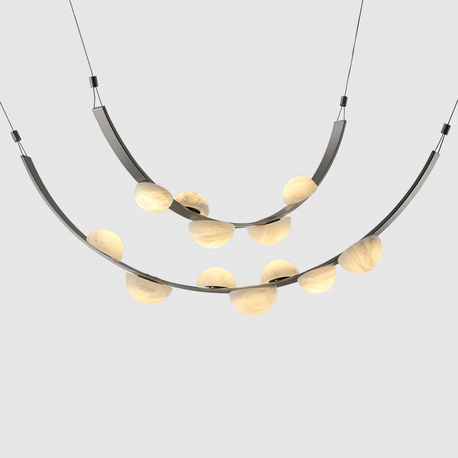 Elegant Alabaster Chandelier with Dew Drop Crystals - Perfect for Dining Room, Living Room, or Bedroom Lighting