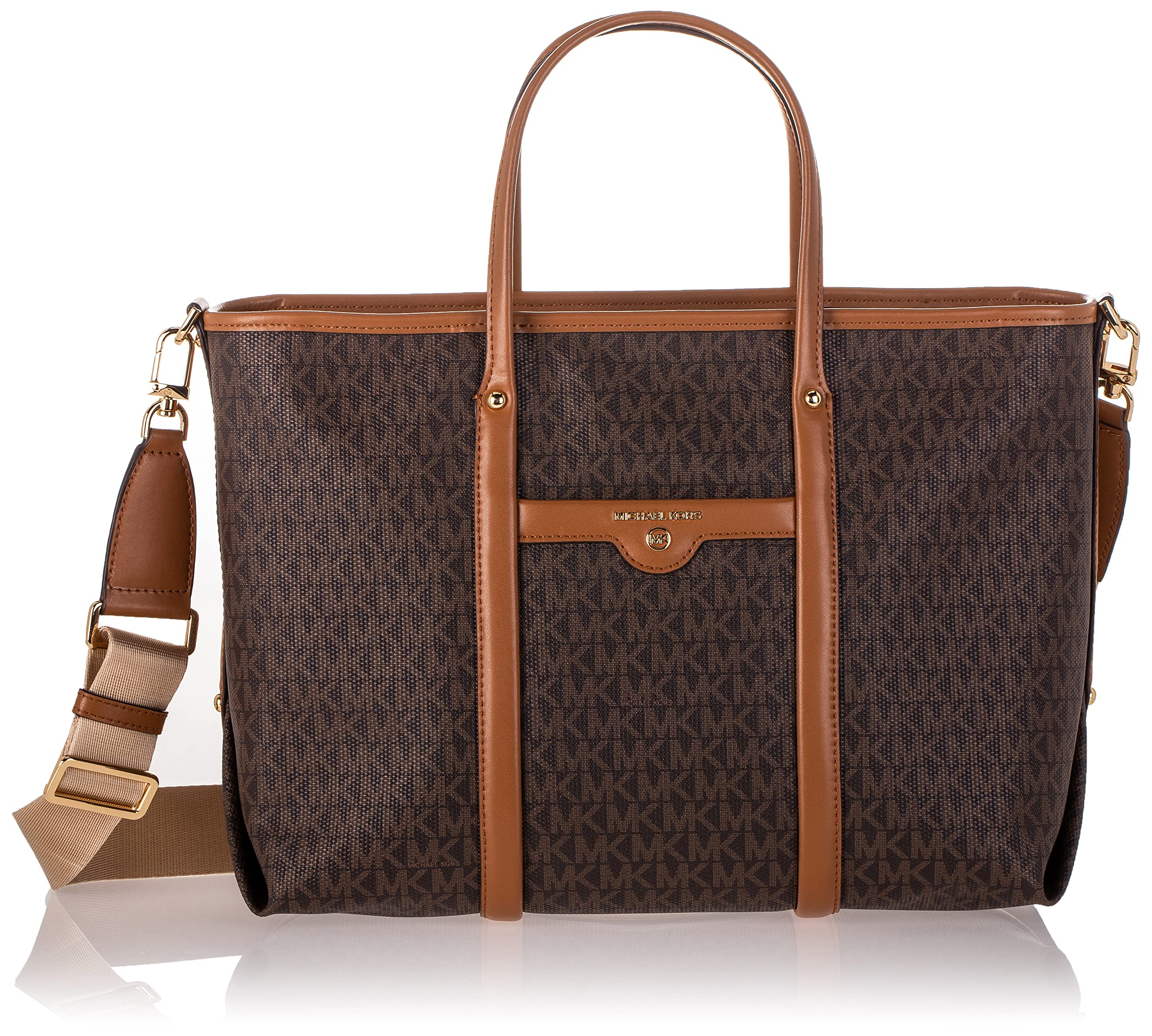 MICHAEL Michael Kors Beck Medium Convertible Tote Bag - Brown/Acorn Leather Shoulder Bag for Women | Perfect for Work, Travel & Everyday Use
