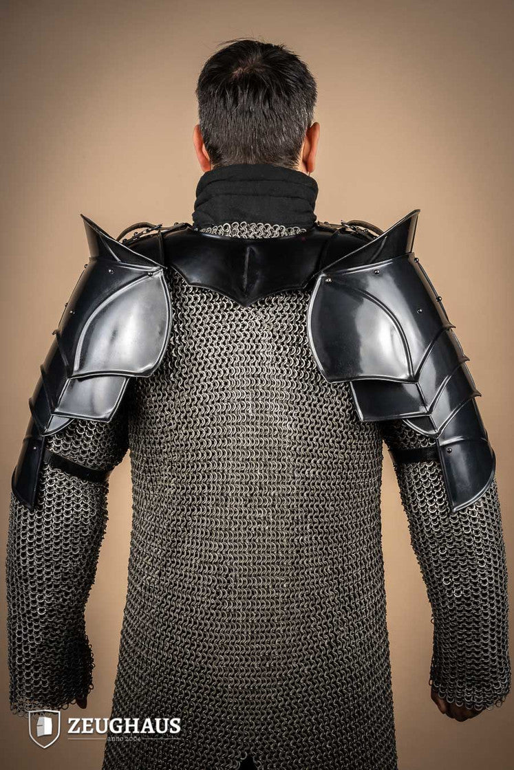 Pauldrons with Bladebreakers Champion Burnished - Premium Shoulder Armor for Cosplay, LARP & Medieval Reenactment | Perfect for Renaissance Fairs & Fantasy Costumes
