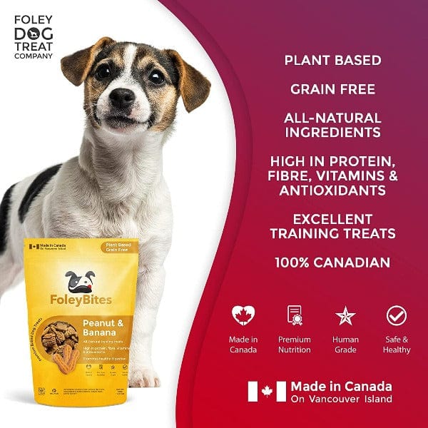 Premium Baked Dog Treats - Foley Bites Peanut & Banana Flavor | All-Natural, Grain-Free Snacks for Training & Rewarding Dogs | Perfect for Small, Medium & Large Breeds