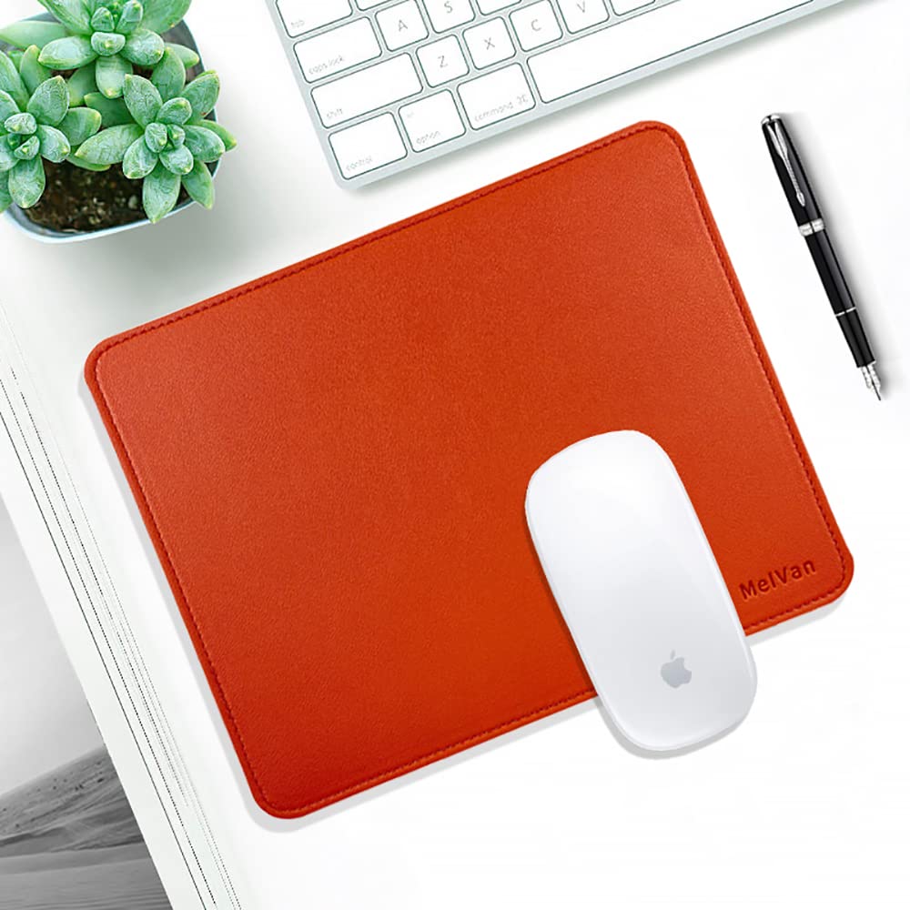 Premium PU Leather Mouse Pad with Stitched Edge - Waterproof Wooden Gaming Mouse Mat for Computer, Laptop, Office & Home Use - 10.2