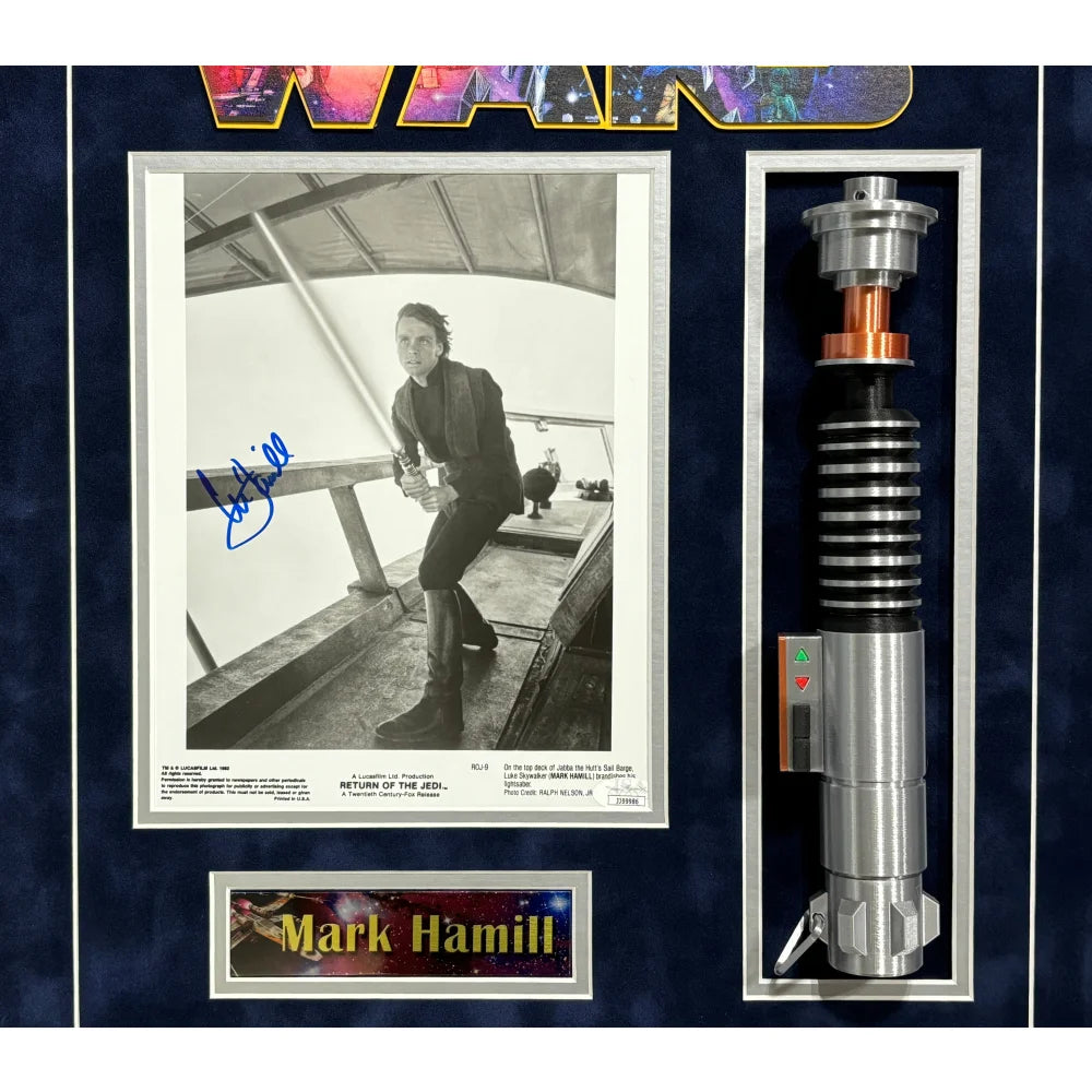 Mark Hamill Autographed Star Wars 8x10 Photo - Framed Collectible with JSA COA & Lightsaber Signature - Perfect for Star Wars Fans, Home Theater Decor & Memorabilia Displays