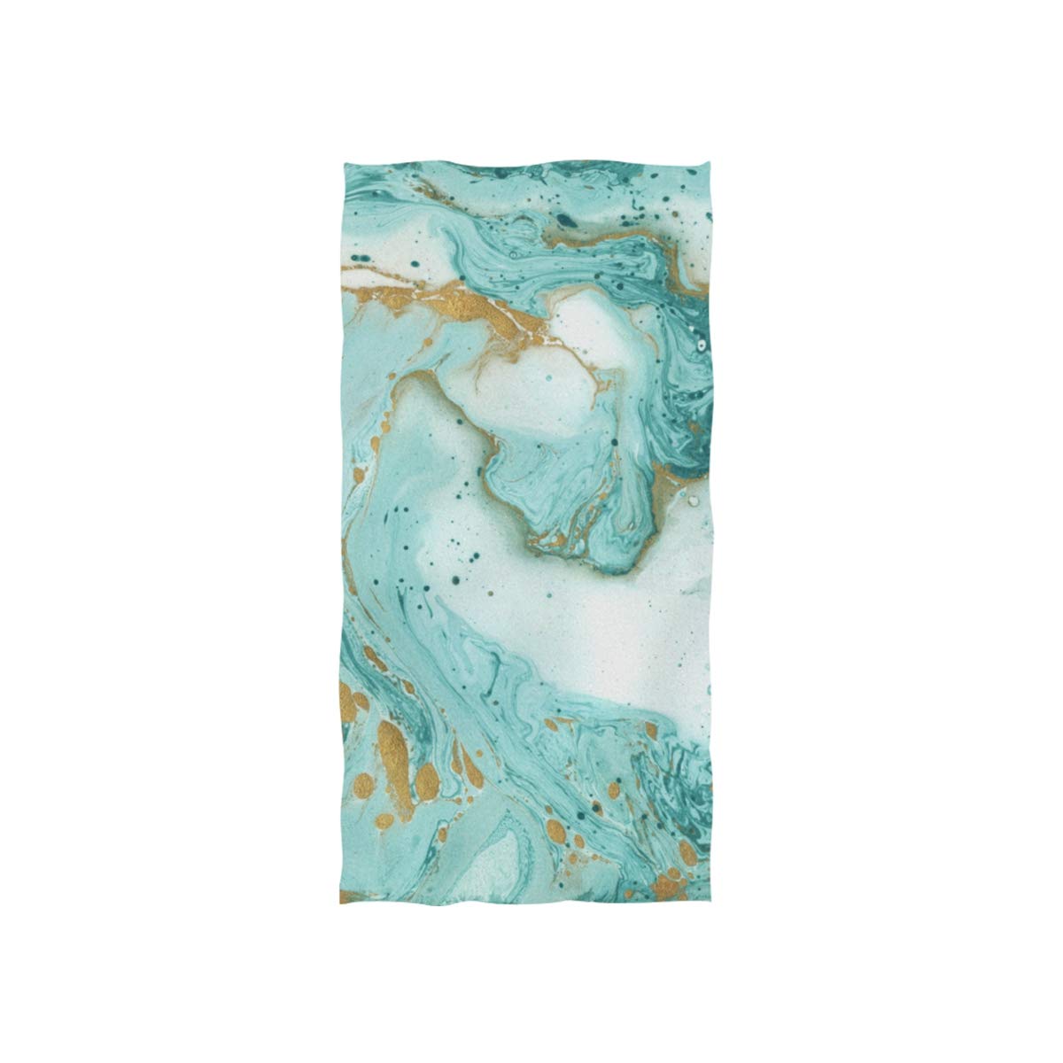 Turquoise Golden Paints Marble Texture Hand Towel - 30x15 Inch Lightweight Soft Absorbent Bath Towel for Home & Bathroom Decor | Perfect for Guest Bathrooms, Spa Days, and Coastal Theme Decor