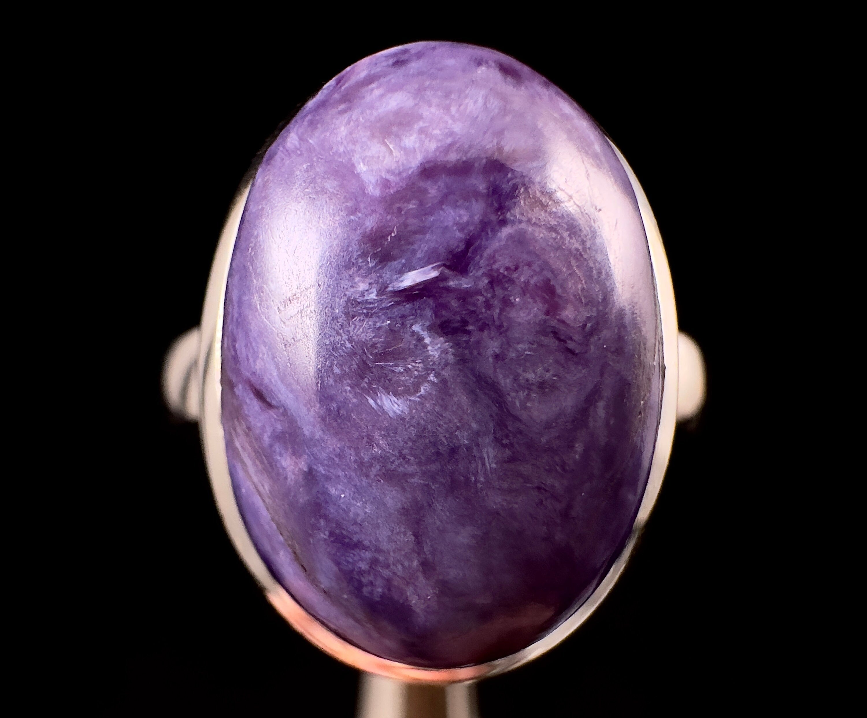 CHAROITE Crystal Ring Size 7.75 - Sterling Silver Gemstone Jewelry for Women | Healing Crystal Ring for Meditation, Energy Balancing & Spiritual Gifts