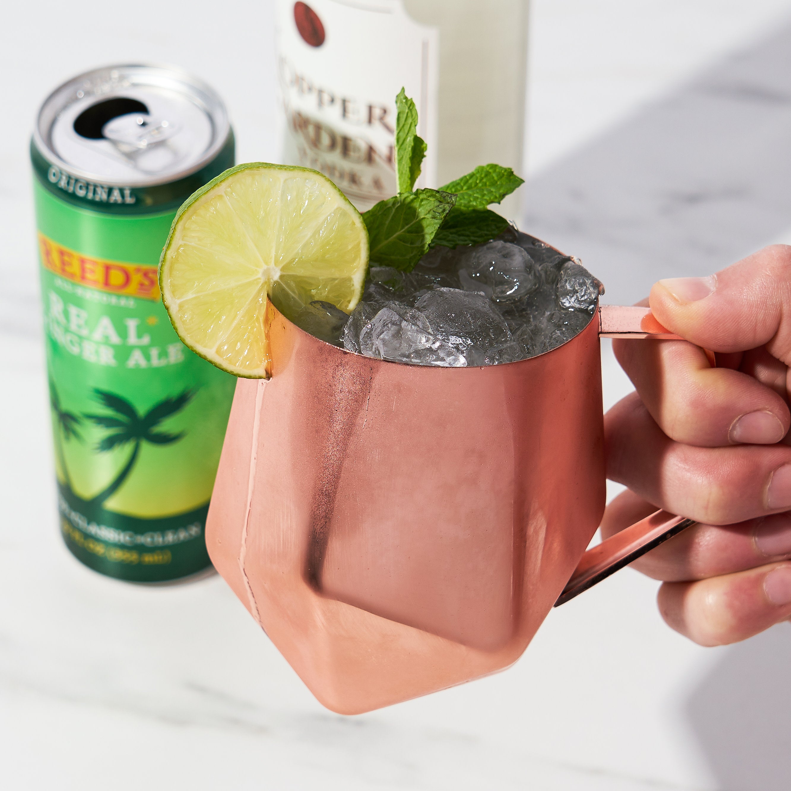 Premium Copper Moscow Mule Mug with Faceted Design - 16oz Handcrafted Copper Cup for Cocktails, Iced Coffee & Cold Drinks - Perfect for Parties, Gifts & Home Bar Decor