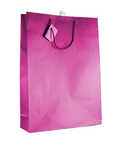12-Piece Solid Color Gift Bags Set - Premium Matte Laminated Hot Pink - Perfect for Birthday Parties, Baby Showers & Holiday Gift Wrapping