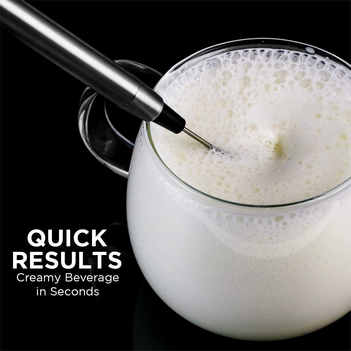Ovente FRS1010S Electric Milk Frother - Handheld Portable Mixer with Stainless Steel Whisk, Battery Powered (2 AAA) - Compact Design for Coffee, Latte, Hot Chocolate & More - Perfect for Home, Office & Travel Use
