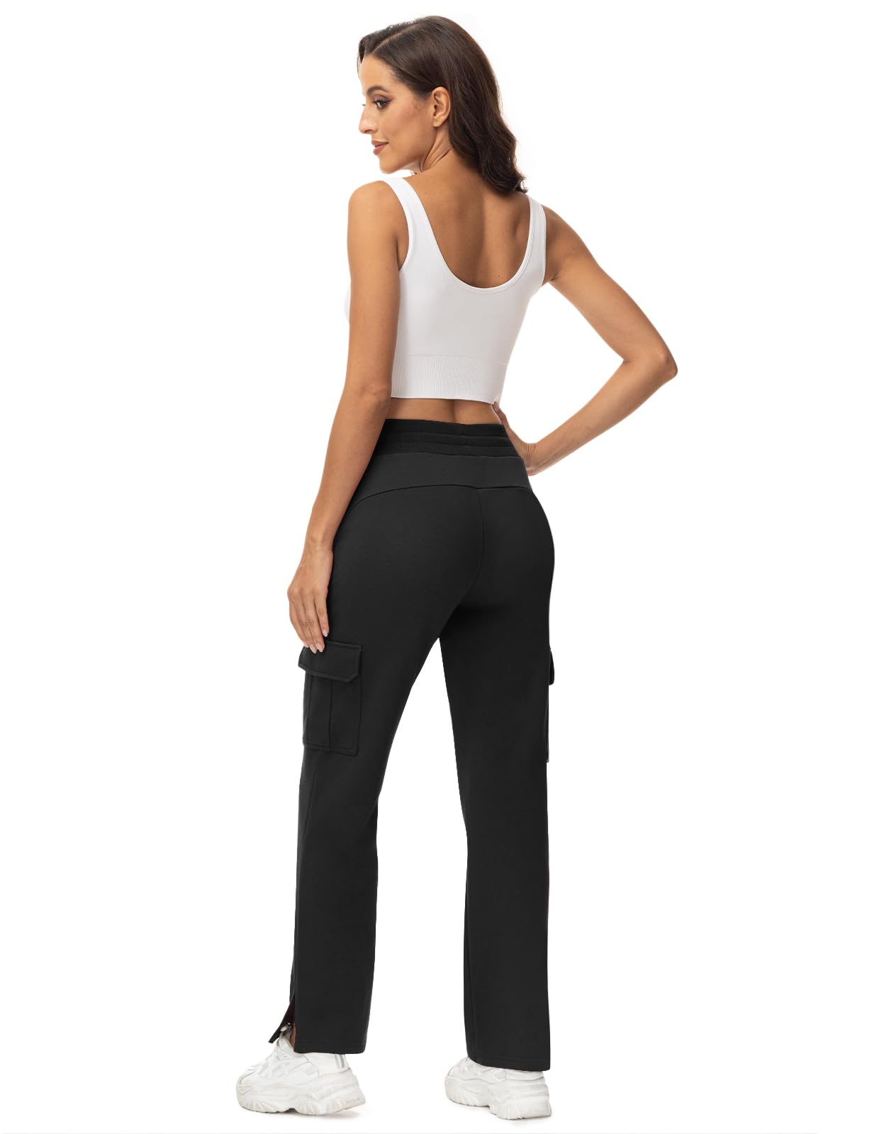 TBMPOY Women's High Waisted Cargo Sweatpants - Straight Leg Wide Fit Athletic Pants with Zipper Pockets | Trendy Casual Wear for Gym, Running, Yoga & Street Fashion