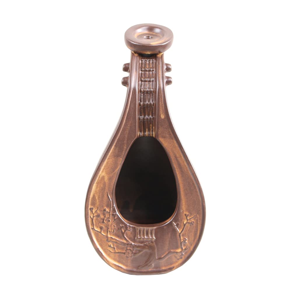 Handmade Ceramic Chinese Lute Incense Burner - Traditional Oriental Home Decor for Meditation, Yoga & Aromatherapy | Perfect for Living Room, Bedroom & Office Feng Shui