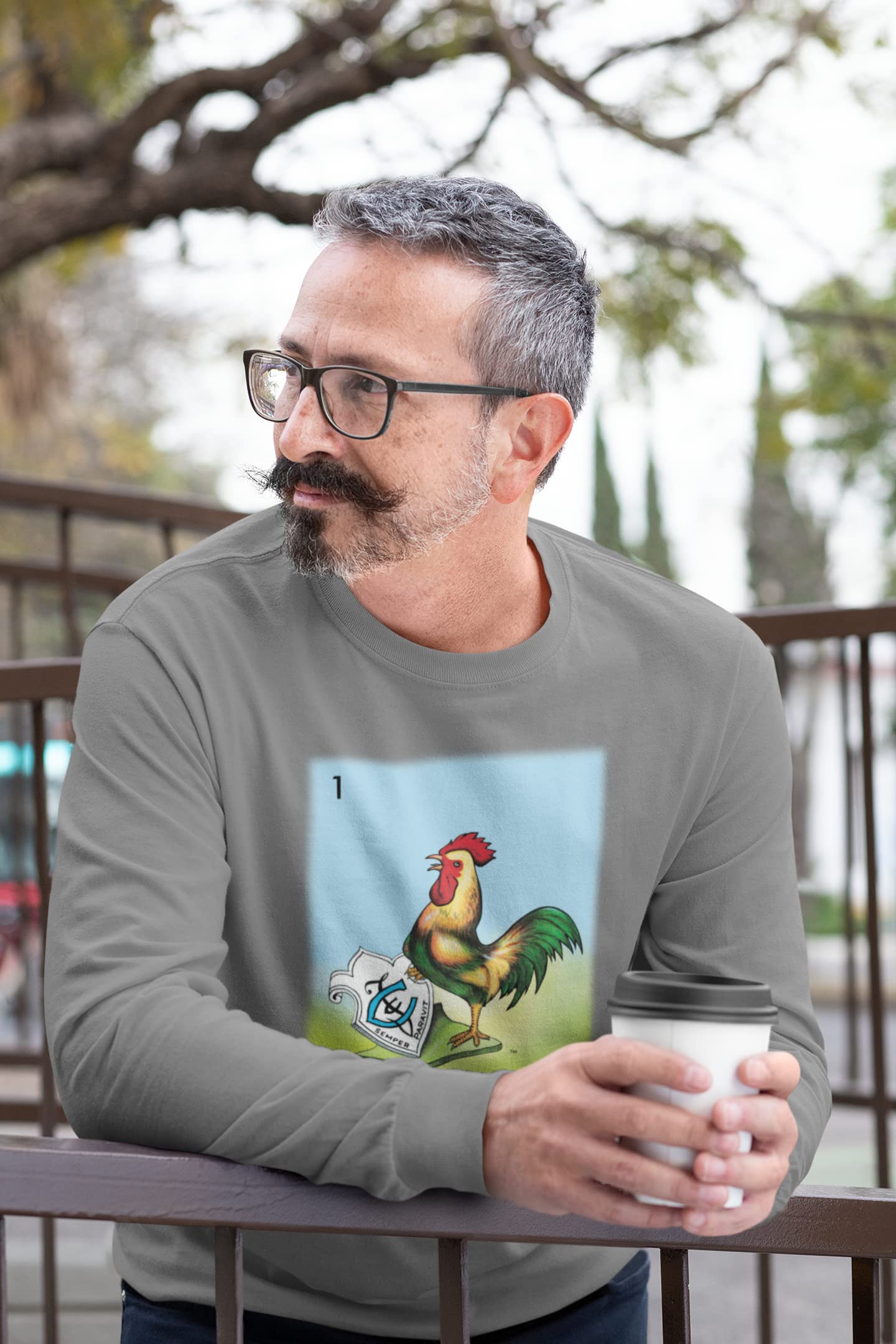 Pop Threads Men's El Gallo Rooster Loteria Card Mexican Graphic T-Shirt - Vintage Latino Style Cotton Tee for Casual Wear & Hispanic Heritage Celebration