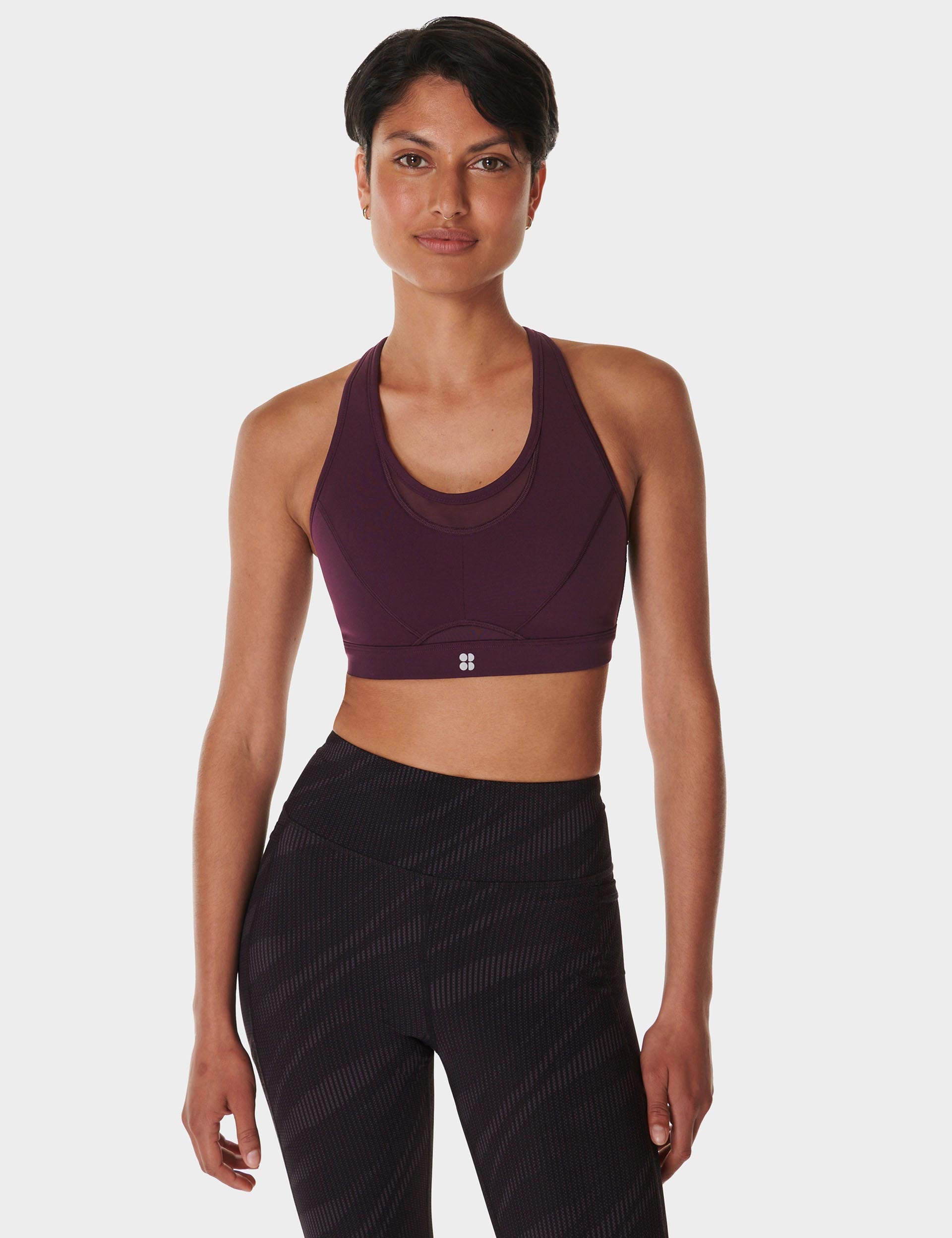 Power Icon Running Bra for Women - High Support Sports Bra, Midnight Cherry Purple - Perfect for Running, Yoga & Gym Workouts
