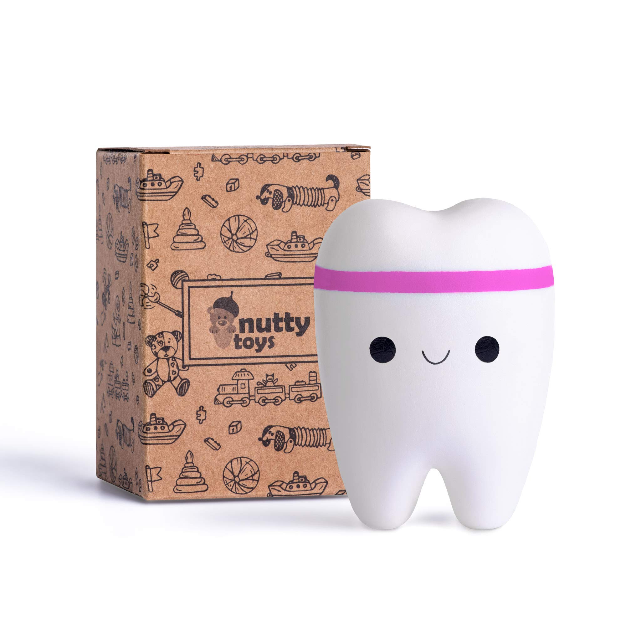 Nutty Toys Super Slow Rising Jumbo Squishy Tooth - Soft & Scented Stress Relief Toy for Kids, Teens & Adults | Fun Dentist-Themed Gift for Easter, Birthdays & Classroom Rewards | Promotes Dental Awareness & Anxiety Relief