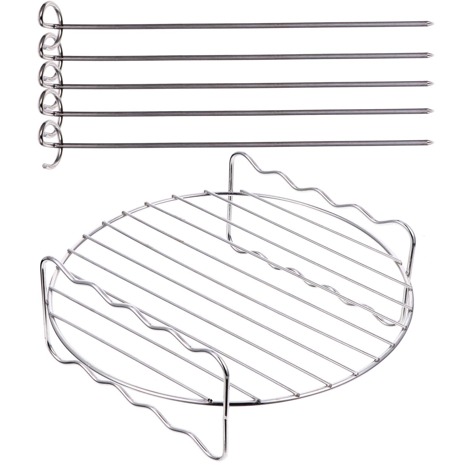 Hemoton 10-Piece Stainless Steel Air Fryer Accessories Set - Grill Rack & Skewers for Healthy Cooking | Perfect for Chicken, Vegetables, Kebabs & More | Air Fryer, Oven & Grill Compatible