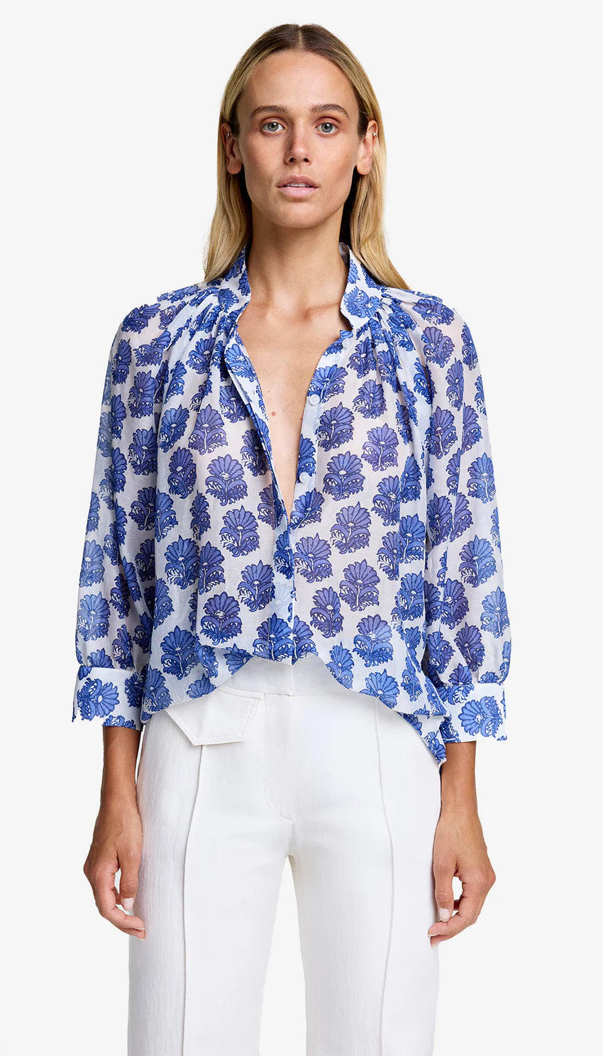 Smythe Women's Gathered Blouse - Elegant Ruffled Long Sleeve Shirt for Work, Office & Special Occasions | Perfect for Business Casual, Date Night & Formal Events