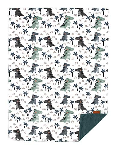 Bb Dinosaurs Palm Trees, Blue Green Minky