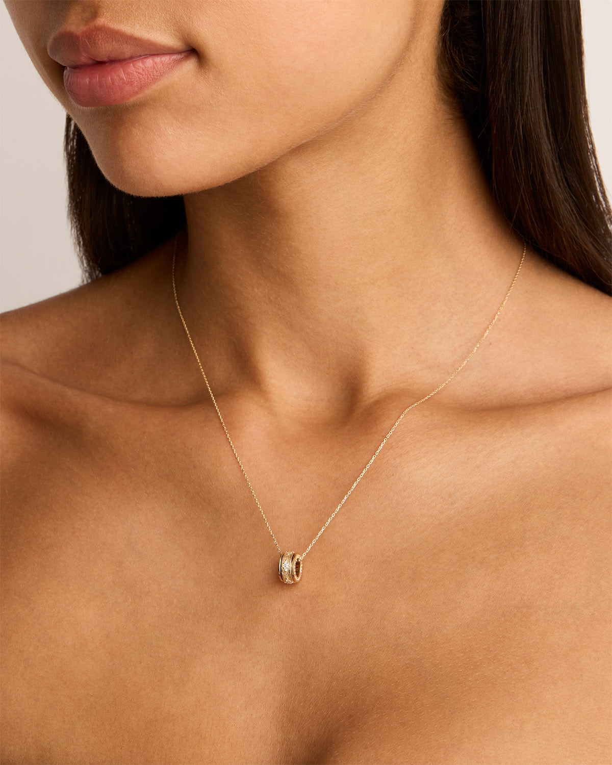 14K Solid Gold Spinning Meditation Necklace with Lab-Grown Diamond - Perfect for Yoga, Mindfulness & Stress Relief
