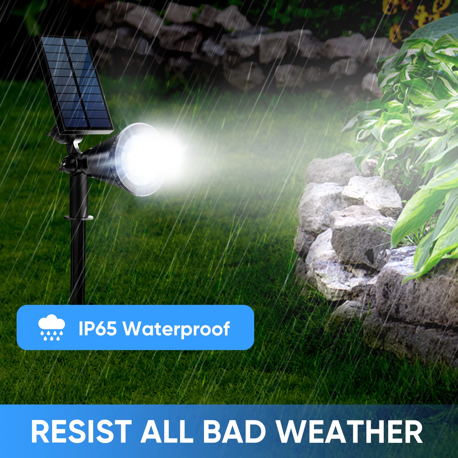 800 Lumen Solar Spot Lights Outdoor Waterproof - Solar Landscape Pathway Lights for Trees, Gardens, and Driveways - Solar Flood Lights for Yard, Patio, and Backyard Security Lighting