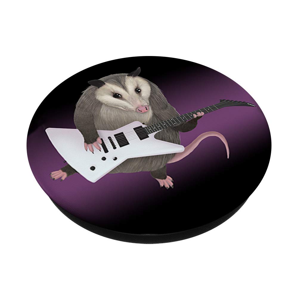 Opossum Playing Electric Guitar - Funny Possum PopSockets PopGrip | Swappable Phone Grip for iPhone, Samsung & Tablets | Cute Animal Accessory for Music Lovers & Gift Ideas