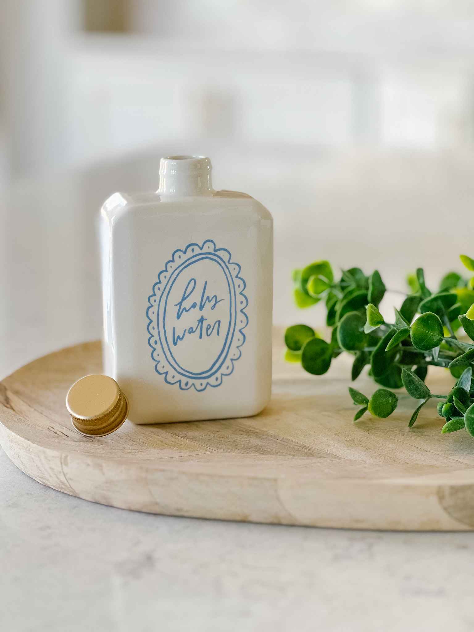 Premium Ceramic Holy Water Bottle for Religious Ceremonies - Sacred Water Container for Baptism, Blessings & Spiritual Use