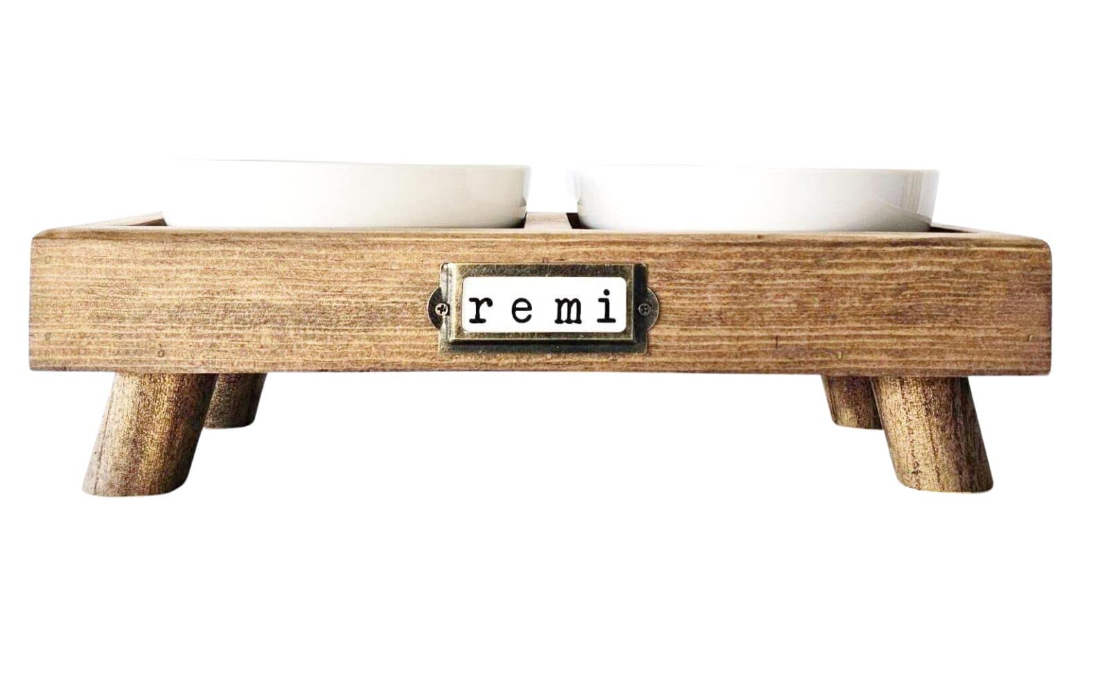 Personalized Rustic Farmhouse Pet Feeder - Elevated Dog Bowl Stand for Small Dogs | Modern Ceramic Dog Bowl Holder Set | Perfect Gift for Pet Lovers | Ideal for Kitchen, Dining Room or Outdoor Use