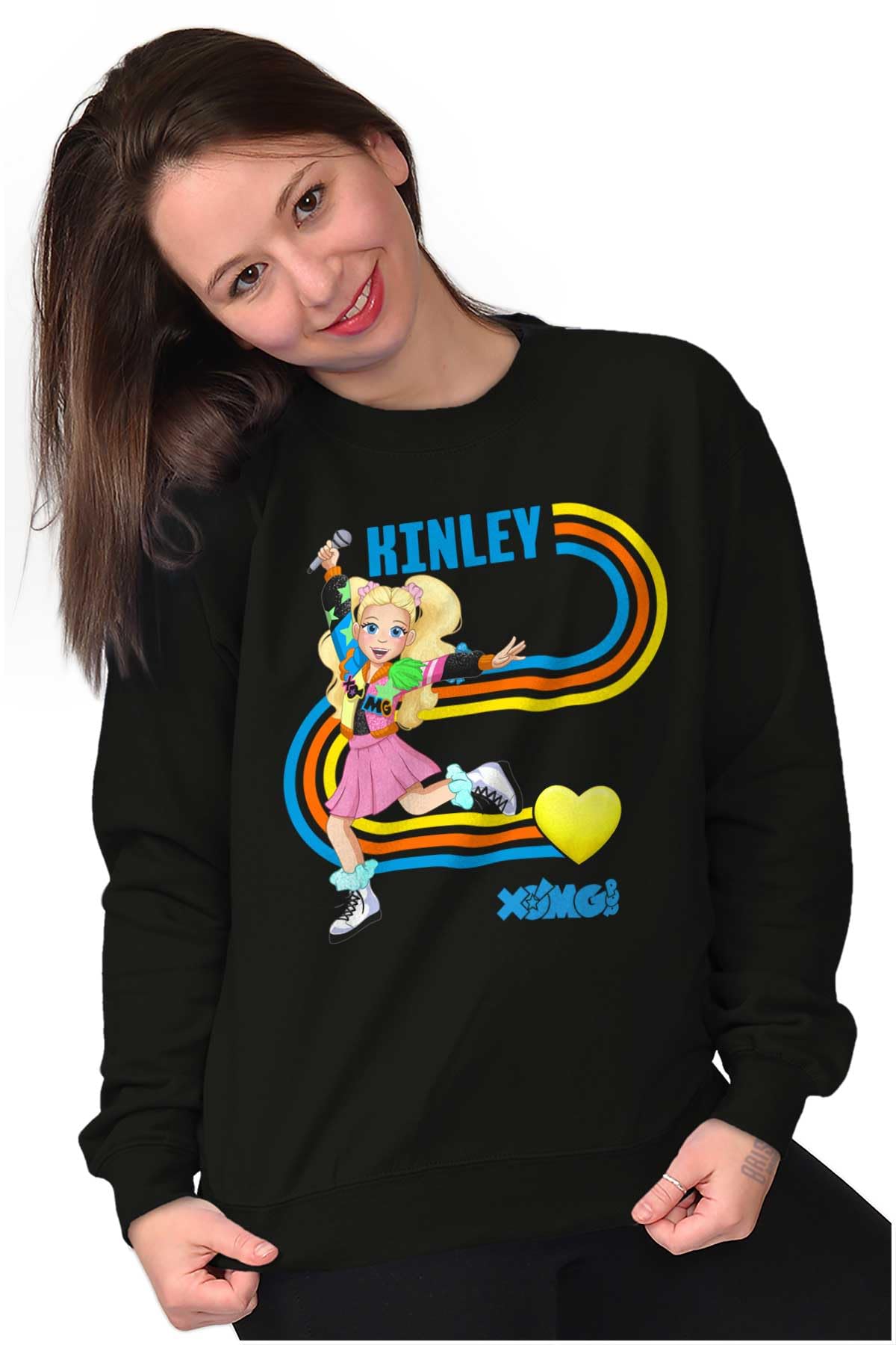 XOMG POP Heart Kinley Love Cartoon Women's Crewneck Sweatshirt - Cute Graphic Pullover for Teens & Adults - Perfect for Casual Wear, School & Fan Merchandise