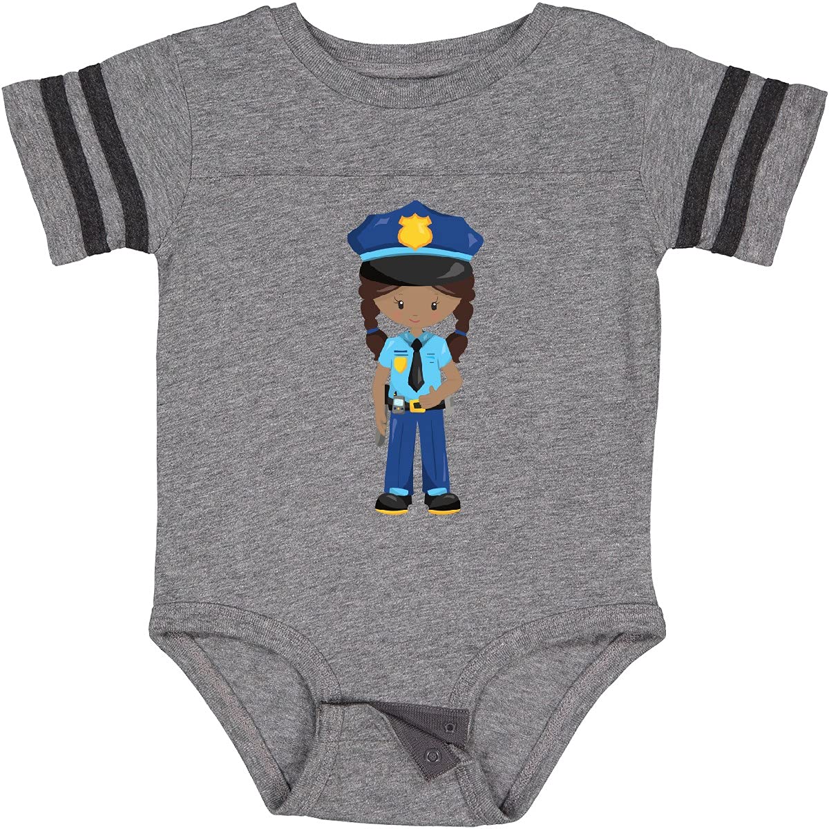 Inktastic African American Girl Police Officer Baby Bodysuit - Cute Outfit for Infants & Toddlers - Perfect for Law Enforcement Appreciation, Career Day & Family Events