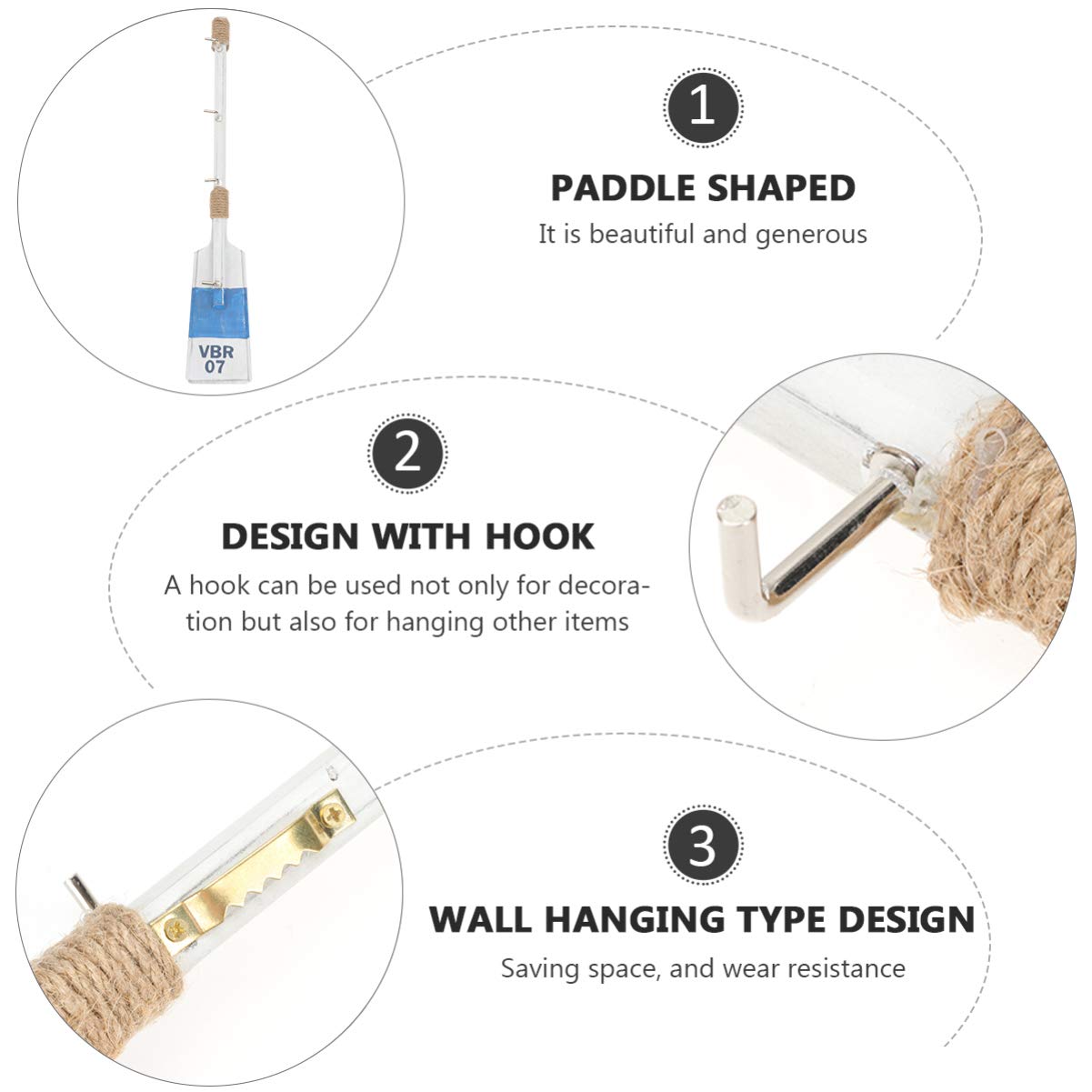 DOITOOL Mediterranean Style Paddle Hook - Heavy Duty Wall Hanger for Hats, Decor & Home Organization | Perfect for Entryway, Bathroom & Kitchen Storage