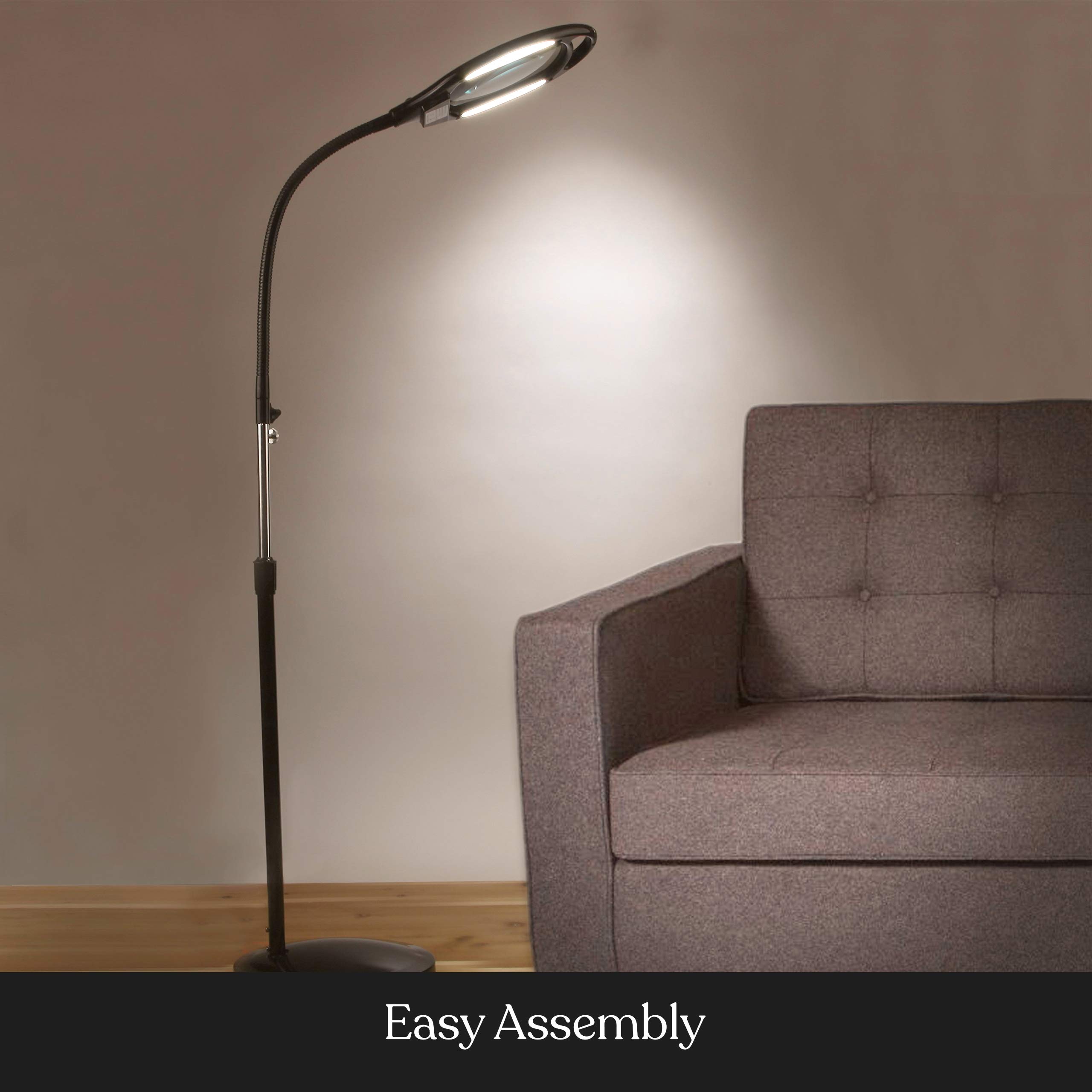 Brightech LightView Pro Magnifying Floor Lamp - Hands-Free LED Magnifier with Adjustable Gooseneck for Reading, Crafts & Close Work - Bright Standing Task Light for Sewing, Jewelry Making & Hobbies
