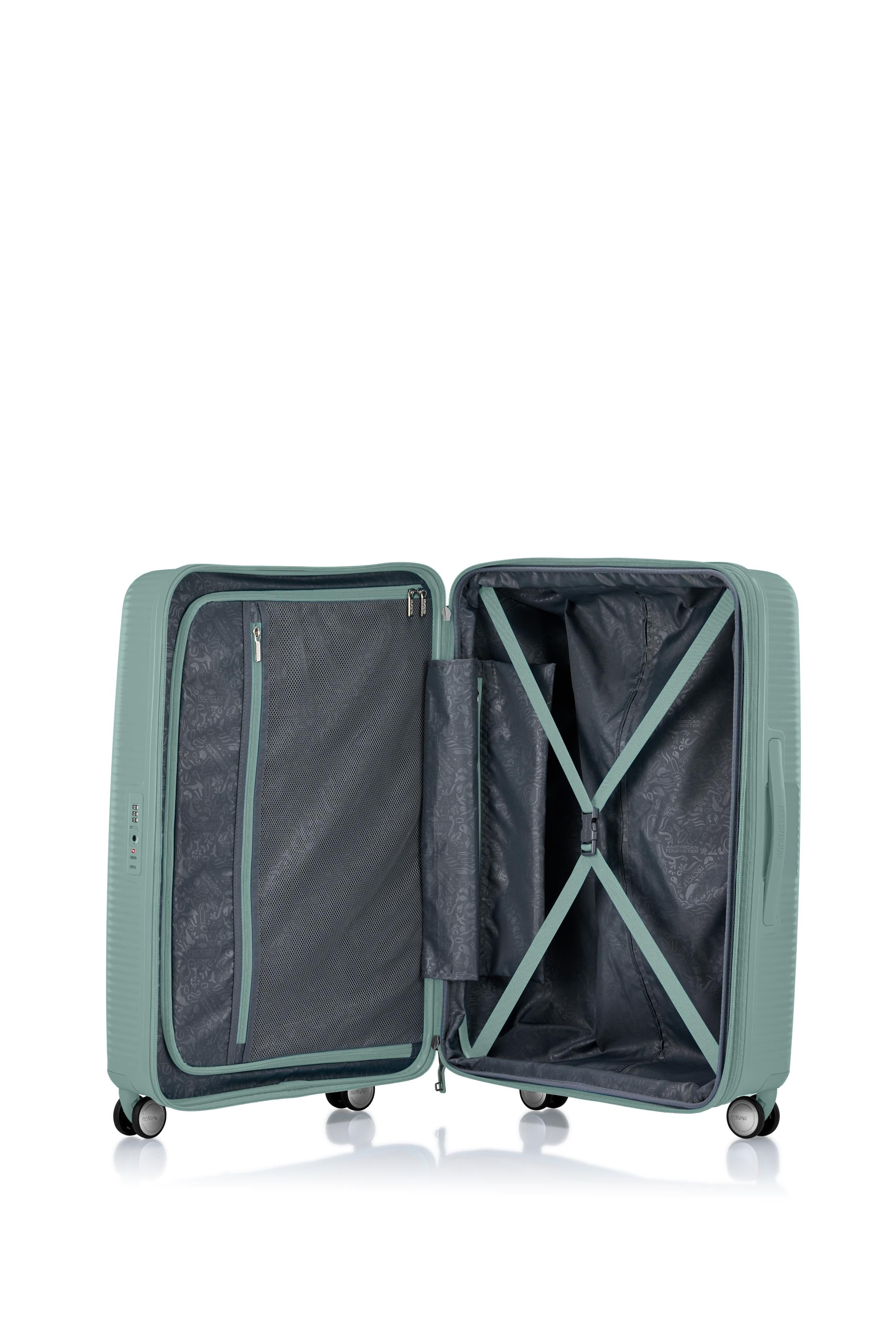 American Tourister 69cm Curio 2.0 Spinner Luggage - Urban Green Hardshell Suitcase for Travel, Business & Vacation | Lightweight & Durable Carry-On Bag