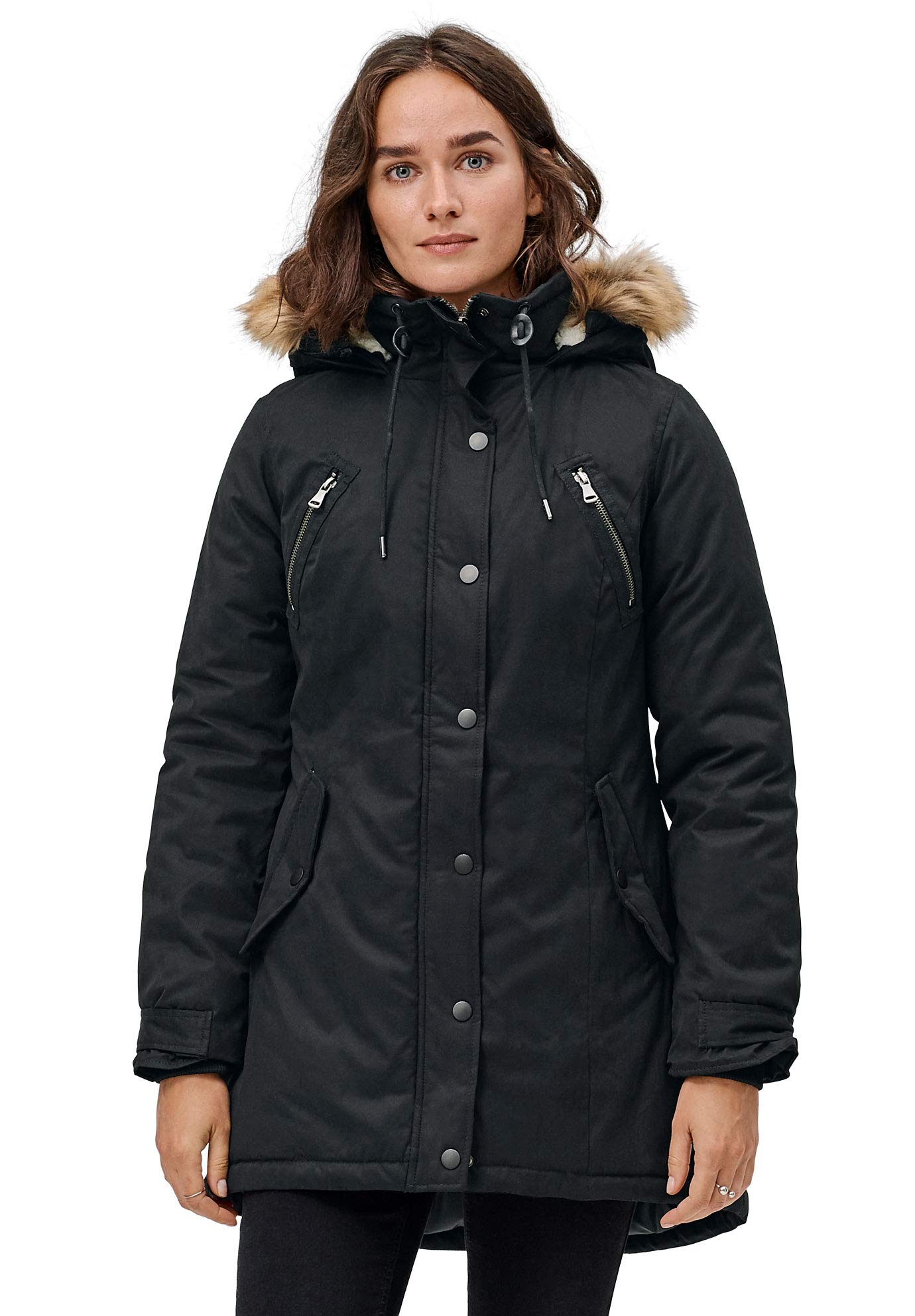 Ellos Women's Plus Size Modern A-Line Parka Coat - Waterproof Winter Jacket with Hood for Cold Weather | Perfect for Outdoor Activities, Commuting & Casual Wear