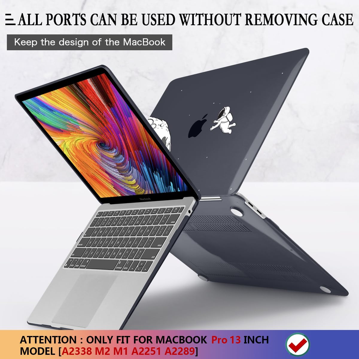 CISSOOK Black Astronaut Hard Shell Case for MacBook Pro 13 Inch (2020-2023 Models) - Compatible with M2 A2338 & M1 A2251/A2289 - Protective Plastic Cover with Keyboard Protector | Perfect for Work, Travel and School Use