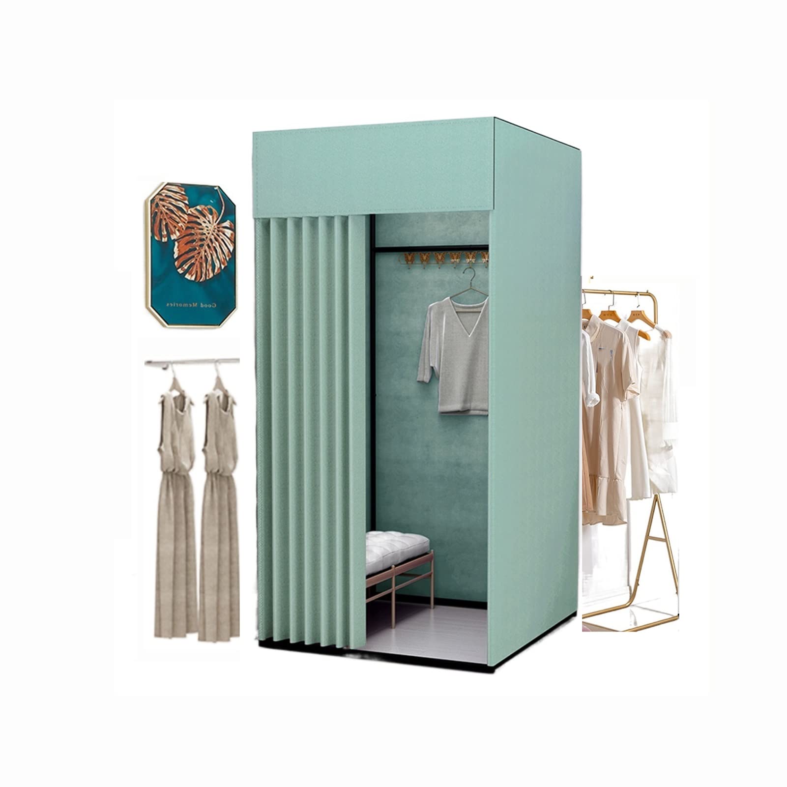 Premium Fitting Room Divider with Shade, Rail & Hook - 100x200cm Changing Room Curtain for Clothing Stores, Tailor Shops, Theaters & Office Privacy - Durable & Stylish Partition Solution (Color: C)
