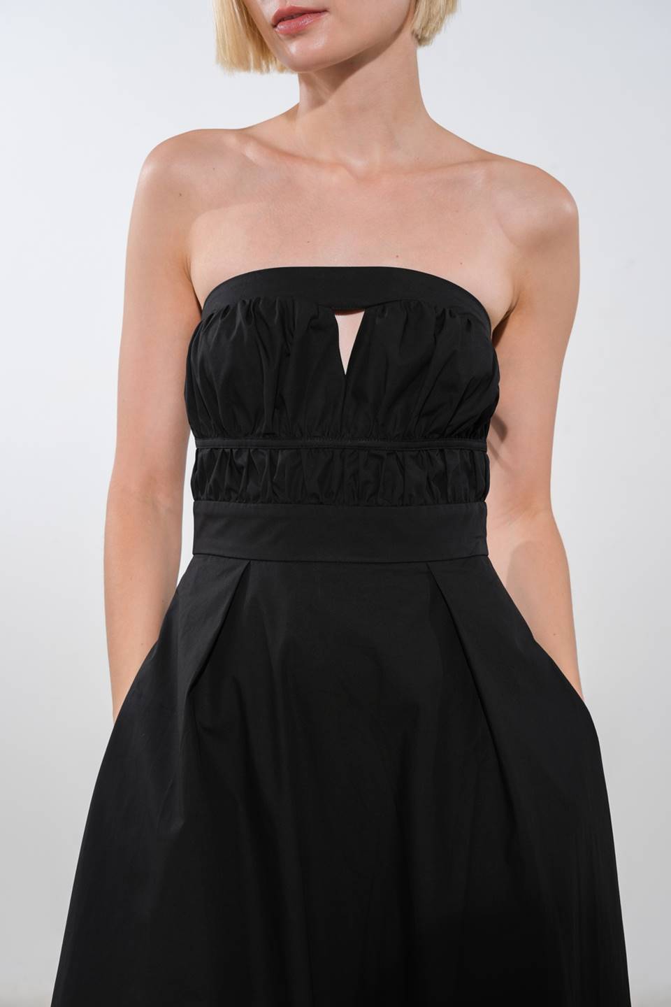 MYSTIC MUSE Strapless A-Line Midi Dress for Women - Elegant Formal Evening Gown for Wedding, Cocktail Party & Special Occasions