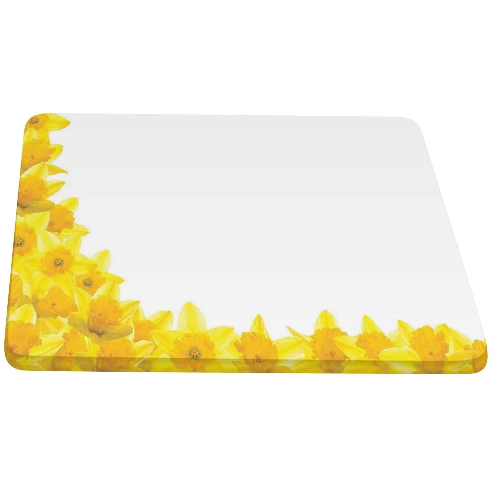 Elastic Edged Polyester Fitted Table Cover - Daffodil Floral Print Kitchen Tablecloth with Elastic Border, Fits Square Tables up to 36x48 Inches - Perfect for Spring Decor, Dining Room, and Outdoor Picnic Tables