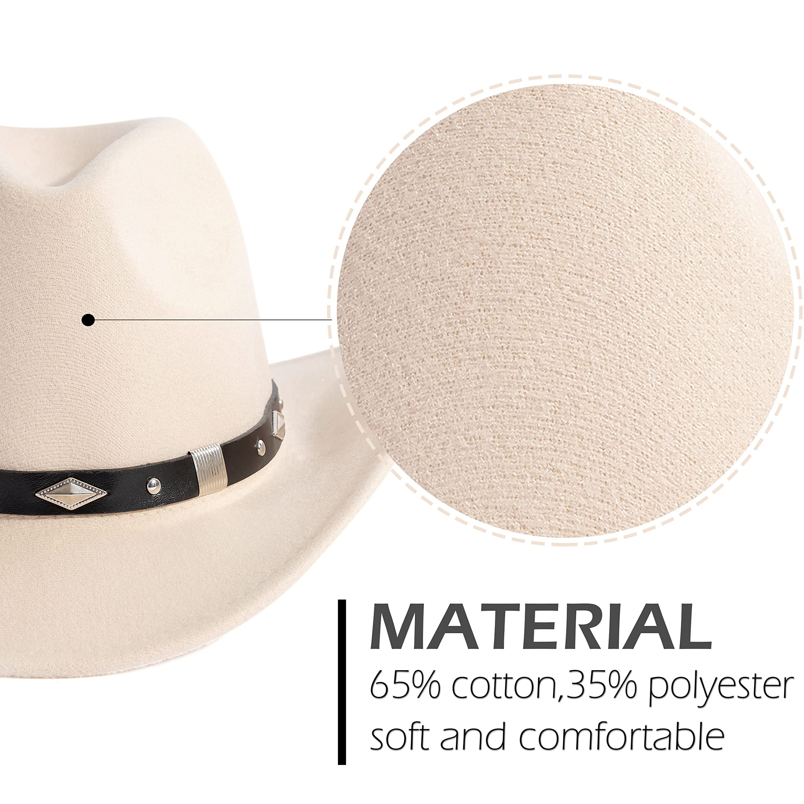 Gossifan Western Cowboy Cowgirl Hat for Women & Men - Stylish Fedora Hat with Adjustable Belt - Perfect for Rodeo, Country Music Festivals & Outdoor Adventures