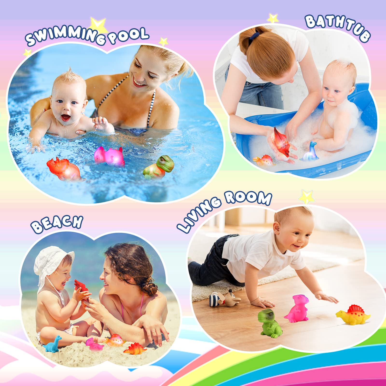 Dinosaur Bath Toys for Toddlers 1-5 Years - Floating Water Play Set for Baby Boys & Girls - Fun Pool, Sand & Bathtub Toys for Kids | Perfect for Swimming, Splashing & Sensory Play