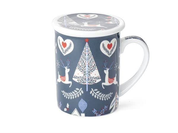 Premium Noel Herbal Tea Set - 6 Porcelain Cups with Stainless Steel Strainers (0.25L Each) | Perfect for Christmas Gifts, Tea Parties & Relaxing Afternoon Tea Time