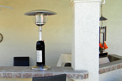 Hiland HLDS032-BBS Black Portable Table Top Patio Heater - 11,000 BTU for Outdoor Use - Compatible with 1lb & 20lb Propane Tanks - Perfect for Backyard, Deck, and Patio Heating