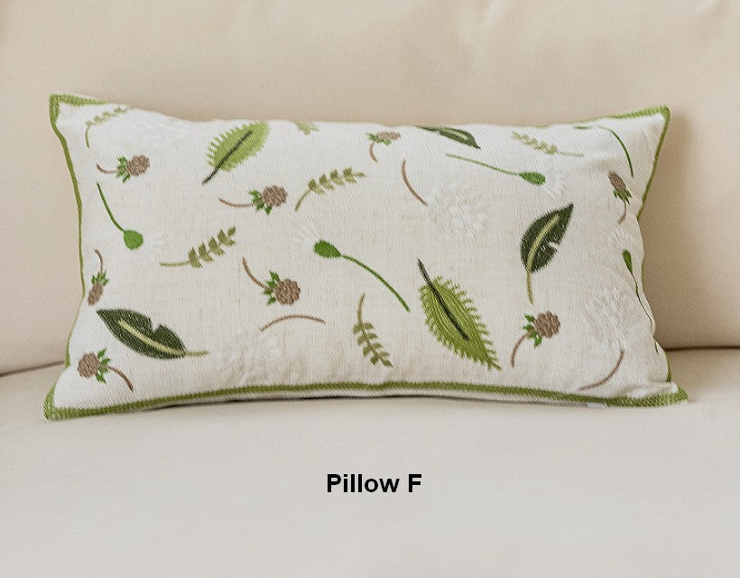 Spring Floral Decorative Throw Pillows for Couch - Farmhouse Style Embroidered Cotton Pillow Covers - Perfect for Sofa, Bed, Living Room & Home Decor
