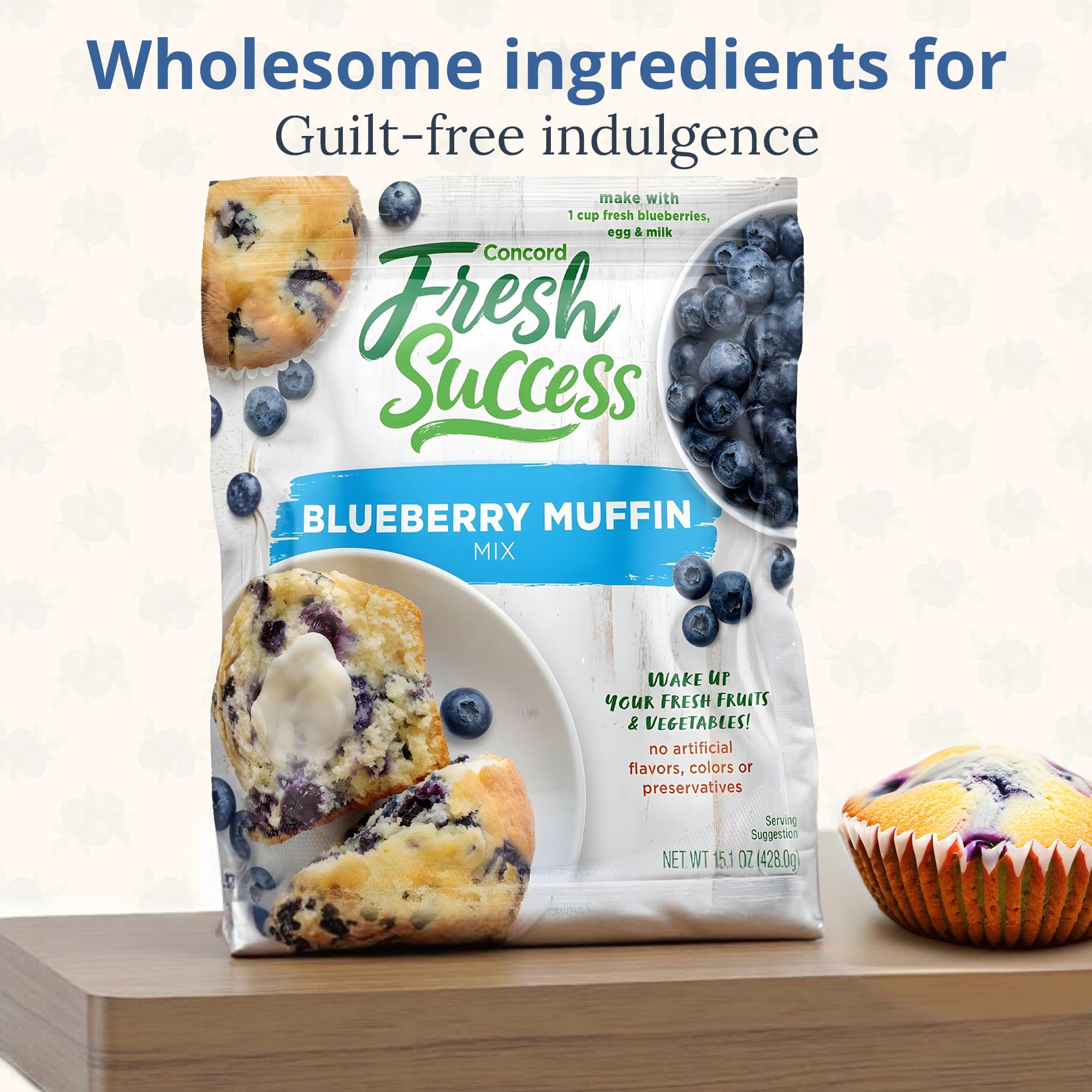 Concord Foods Blueberry Muffin Mix - Easy Homemade Baking Mix with Natural Flavors, No Preservatives (15oz, Pack of 2) | Perfect for Breakfast, Brunch, Snacks & Holiday Baking | Great for Family Gatherings, Kids' Lunchboxes & Coffee Time Treats