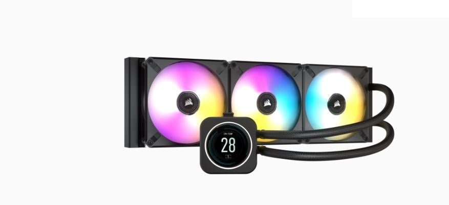 Corsair iCUE H150i ELITE LCD Display Liquid CPU Cooler - 360mm RGB AIO Liquid Cooling System for PC Gaming, Overclocking & High Performance Computers - Perfect for Gaming Rigs, Workstations & Content Creation PCs