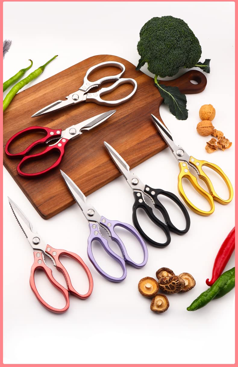**Heavy Duty Kitchen Scissors - Sharp Stainless Steel Cooking Shears for Meat, Chicken, Fish, Poultry, Herbs & Bread - Dishwasher Safe Kitchen Accessories (Black) - Perfect for Meal Prep, Butchering & Food Trimming**